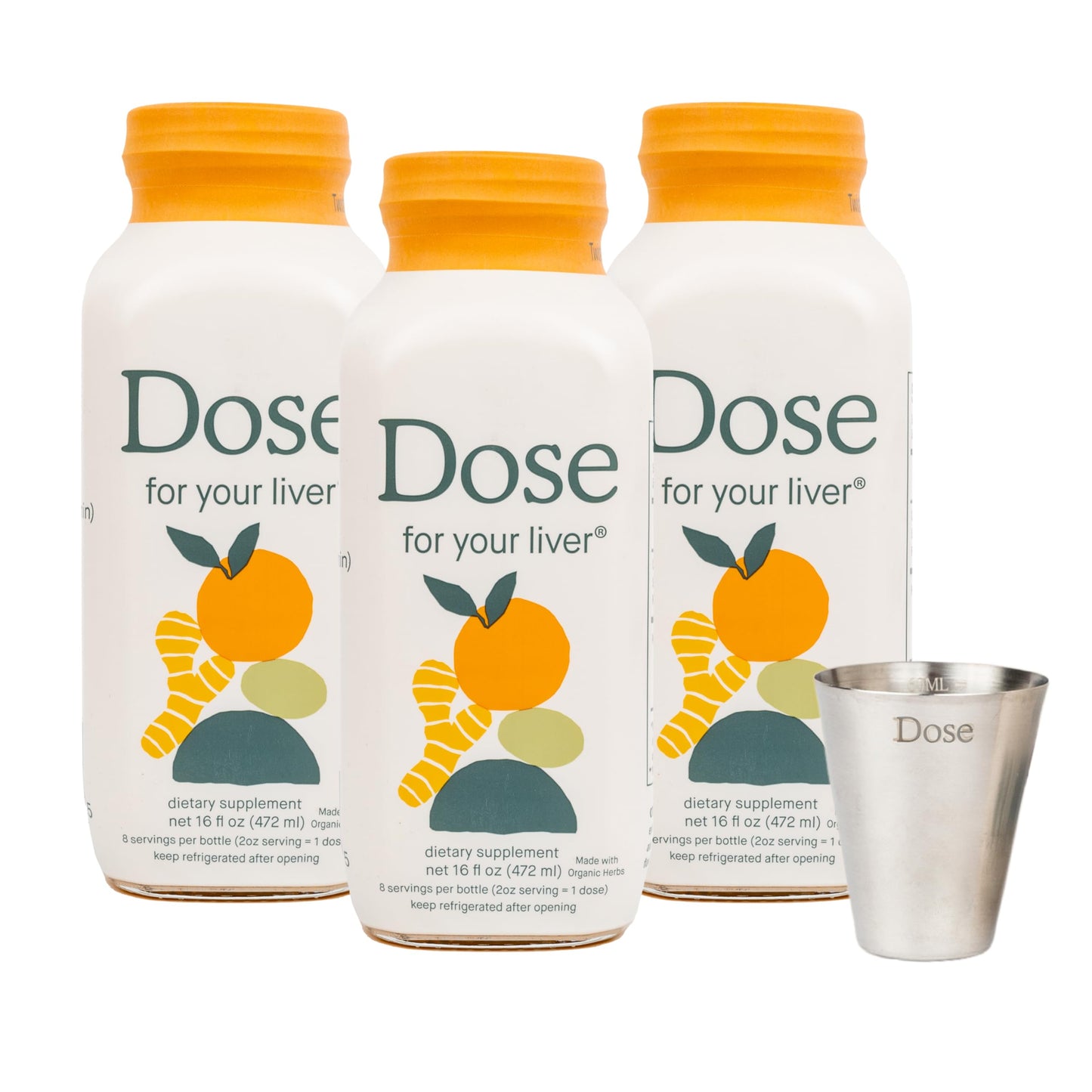 DOSE for Your Liver Cleanse Detox & Repair, Organic Milk Thistle Supplement with Turmeric, Dandelion, Ginger, and Orange, Promotes Optimal Liver Function,16oz Bottle, 3 Pack (3 Weeks Supply)